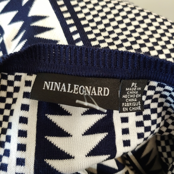 Nina Leonard Geometric Fit/Flare Dress - Size PL - Picture 6 of 6